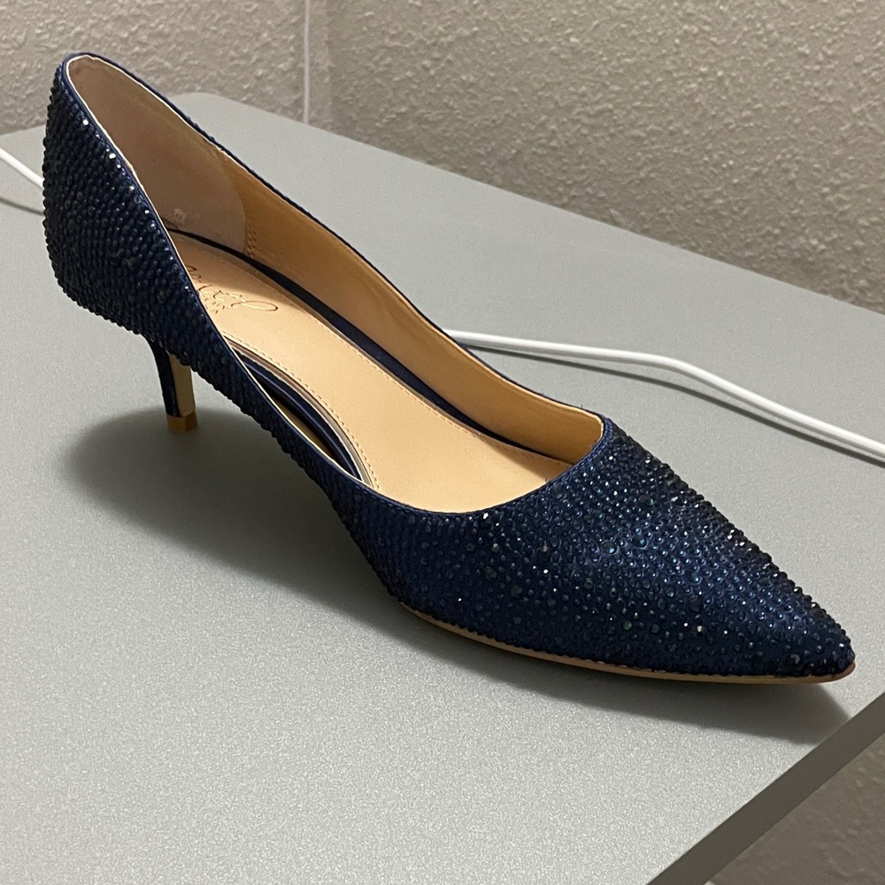 Jewel Badgley Mischka Midnight Blue Heels